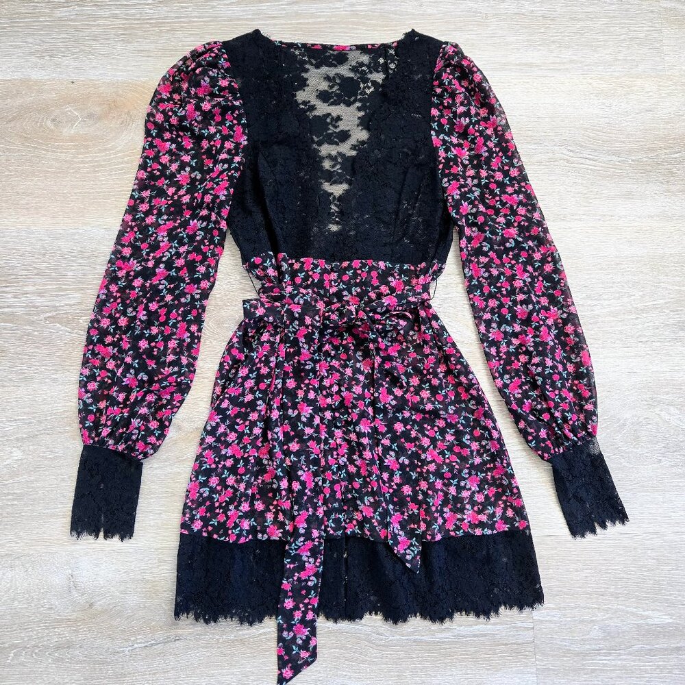 For Love & Lemons X Victoria’s Secret Melrose Floral Rose Robe Lace Small Sheer